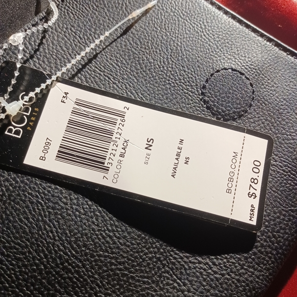 BCBG Paris Evening Purse large long cluth black gold hardware leather mini bag - Picture 8 of 12